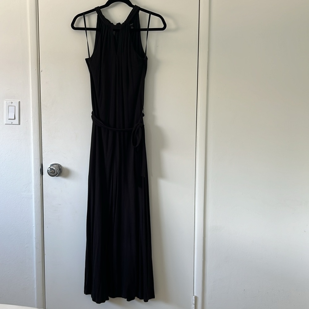 ANN TAYLOR | Sleeveless Maxi Dress, Keyhole, Split Skirt, Black